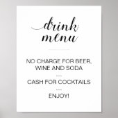 Elegant Drink Menu Wedding Sign Custom Poster (Voorkant)
