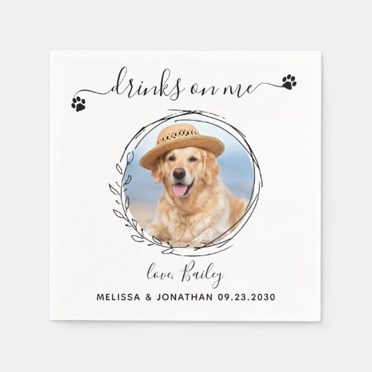 Elegant Drink op me Aangepast foto-hondenweddensch Servet (Voorkant)