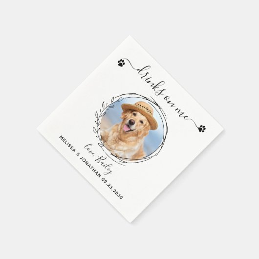 Elegant Drink op me Aangepast foto-hondenweddensch Servet (Hoek)