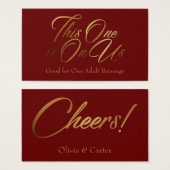 Elegant Drink Tickets, Gold Script op Bourgogne Visitekaartje (Voorkant /achterkant)