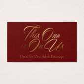 Elegant Drink Tickets, Gold Script op Bourgogne Visitekaartje (Voorkant)