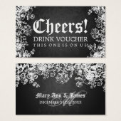 Elegant Drink Voucher Victorian Flourish Black Visitekaartjes (Voorkant /achterkant)