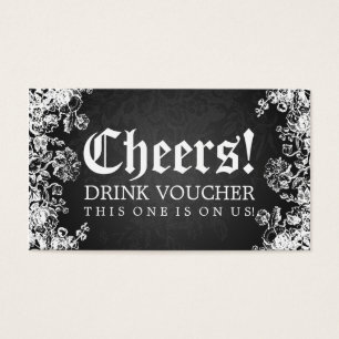 Elegant Drink Voucher Victorian Flourish Black Visitekaartjes