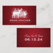 Elegant Drink Voucher Winter Deer Sparkle Red Kortingskaartje (Voorkant / Achterkant)