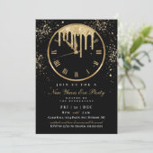 Elegant Dripping Clock New Years Eve Party Invitat Kaart (Staand voorkant)