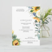 Elegant Driving Sunflower Floral Wedding 2 Kaart (Staand voorkant)