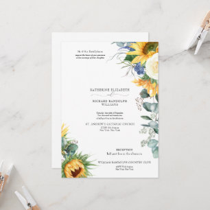 Elegant Driving Sunflower Floral Wedding 2 Kaart