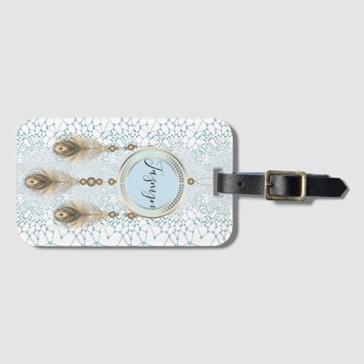 Elegant Drocatcher Abstract Gepersonaliseerd Bagagelabel (Voorkant (horizontaal))