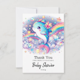 Elegant Dromerige Dolfijn Baby shower Bedankkaart