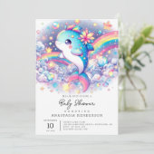 Elegant Dromerige Dolfijn Baby shower Kaart (Staand voorkant)