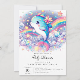 Elegant Dromerige Dolfijn Baby shower Kaart