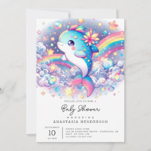 Elegant Dromerige Dolfijn Baby shower Kaart