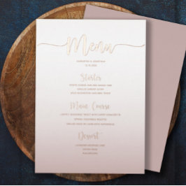 Elegant droog Roze Eenvoudig Weddenrenmenu Folie Uitnodiging