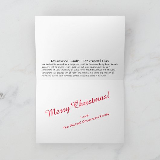 Elegant Drummond Clan's Castle Gardens Kerstmis H Kaart (Binnen)