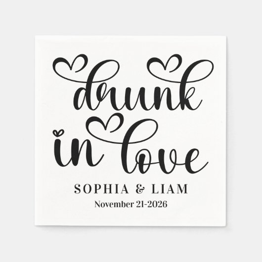 Elegant Drunk in Love Script Wedding Servet (Voorkant)