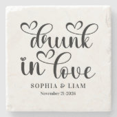 Elegant Drunk in Love Script Wedding Stenen Onderzetter (Voorkant)