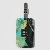 Elegant Dual Color & Gold Abstract Liquid Art Bagagelabel (Voorkant (verticaal))