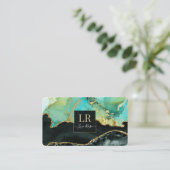 Elegant Dual Color & Gold Abstract Liquid Art      Visitekaartje (Staand voorkant)