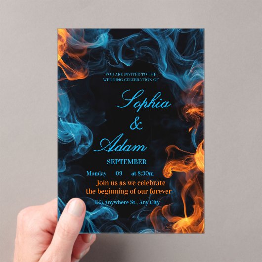 Elegant Dual Flame Wedding Invitation Acryl Uitnodigingen (Insitu (Draagbaar))