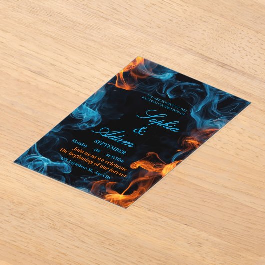 Elegant Dual Flame Wedding Invitation Acryl Uitnodigingen (Laagn)
