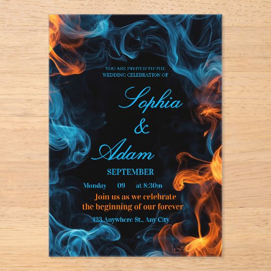 Elegant Dual Flame Wedding Invitation Acryl Uitnodigingen (Voorkant)