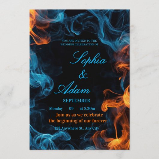 Elegant Dual Flame Wedding Invitation Kaart (Voorkant)