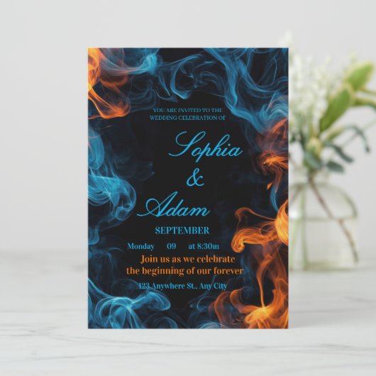 Elegant Dual Flame Wedding Invitation Kaart (Staand voorkant)