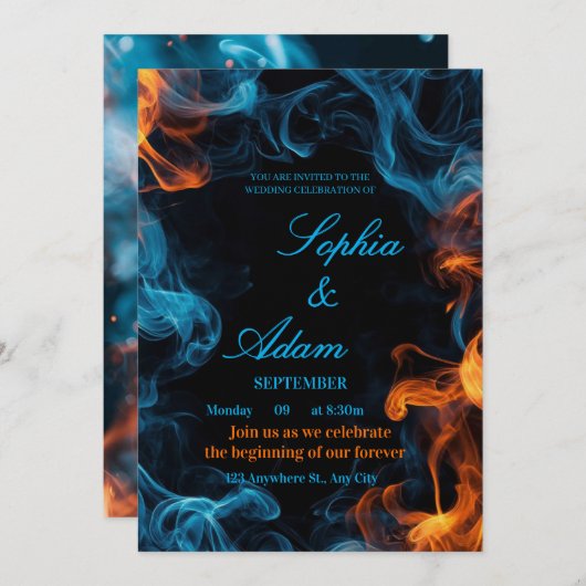 Elegant Dual Flame Wedding Invitation Kaart (Voorkant / Achterkant)