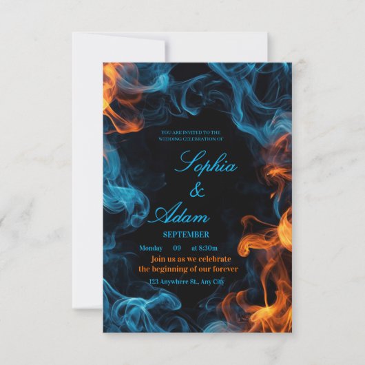 Elegant Dual Flame Wedding Invitation RSVP Kaartje (Voorkant)
