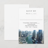 Elegant Dubai Skyline Watercolor Wedding RSVP Kaartje (Voorkant / Achterkant)