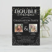 Elegant Dubbel Feest Afstudeerfeest Kaart (Staand voorkant)