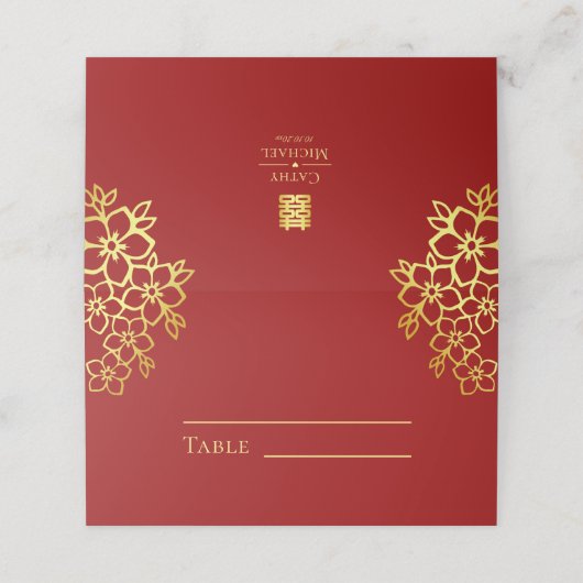 Elegant dubbel geluk Chinese bruiloft rood Plaatskaartje (Buitenkant ongevouwen)