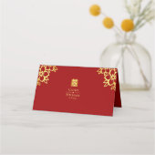 Elegant dubbel geluk Chinese bruiloft rood Plaatskaartje (Achterkant)