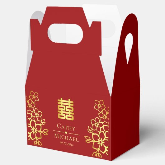 Elegant dubbel geluk Chinese trouwflorale Bedankdoosjes (Geopend)