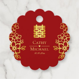 Elegant dubbel geluk Chinese trouwflorale Bedankjes Labels
