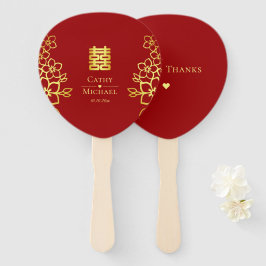 Elegant dubbel geluk Chinese trouwflorale Handwaaier