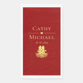 Elegant dubbel geluk roos Chinese bruiloft rood Servet (Voorkant)