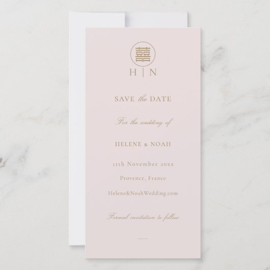 Elegant dubbel geluk roze Moderne sparen de Datum (Voorkant)