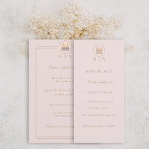 Elegant dubbel geluk roze Moderne sparen de Datum