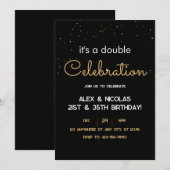 Elegant dubbel Zwart Wit Goud Verjaardagsfeest Kaart (Voorkant / Achterkant)