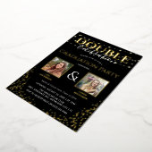 Elegant Dubbele Viering Graduation Party Goud Folie Uitnodiging (Gedraaid)