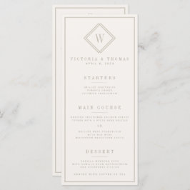 Elegant dubbelzijdig beige minimalistisch bruiloft menu