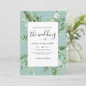 Elegant Duck Egg Eucalyptus Weddenschap Kaart (Staand voorkant)