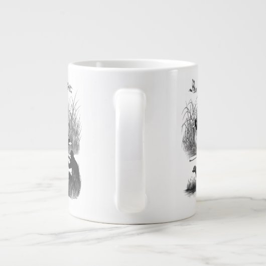 Elegant Duck Hunter Scene Graphic - Natuur en Wil Grote Koffiekop (Achterkant)