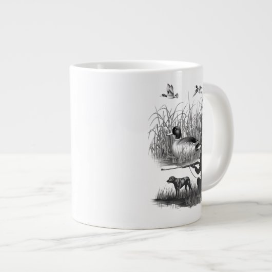 Elegant Duck Hunter Scene Graphic - Natuur en Wil Grote Koffiekop (Voorkant rechts)