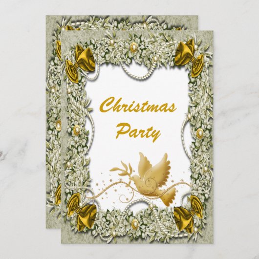 Elegant duif peace gold Kerstmis Kaart (Voorkant / Achterkant)