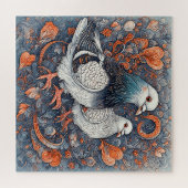 Elegant duivenpaar te midden van ingewikkelde bloe legpuzzel (Horizontaal)