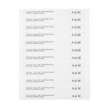 Elegant dun 24x aangepaste bruiloft retour adres