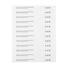 Elegant dun 24x aangepaste bruiloft retour adres