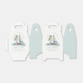 Elegant Dusky Blauwgroen Sailboot Palm Seascape We Bedankdoosjes (Uitgevouwen)